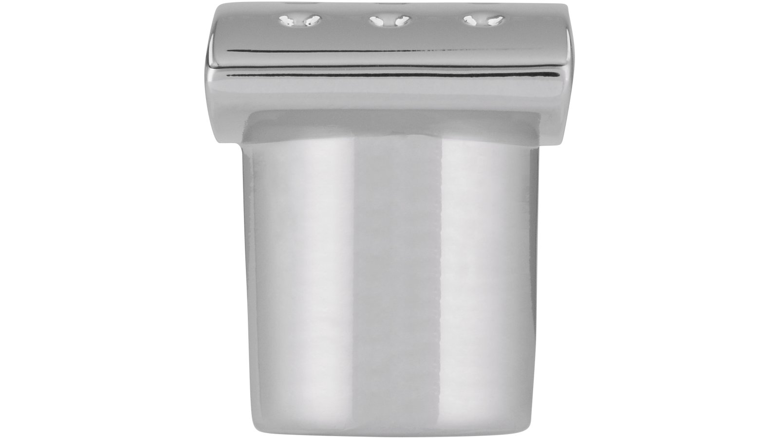 Knopf Apolda Druckguss chrom glänzend - 20 mm lang  vor weißem Hintergrund