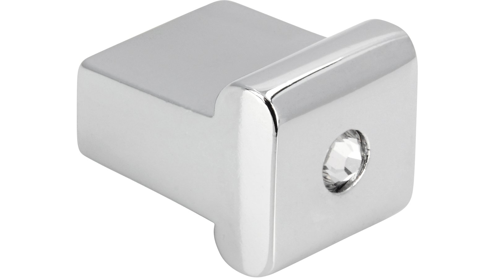 Knopf Babenhausen Druckguss chrom glänzend swarovski® kristalle - 16 mm lang  vor weißem Hintergrund