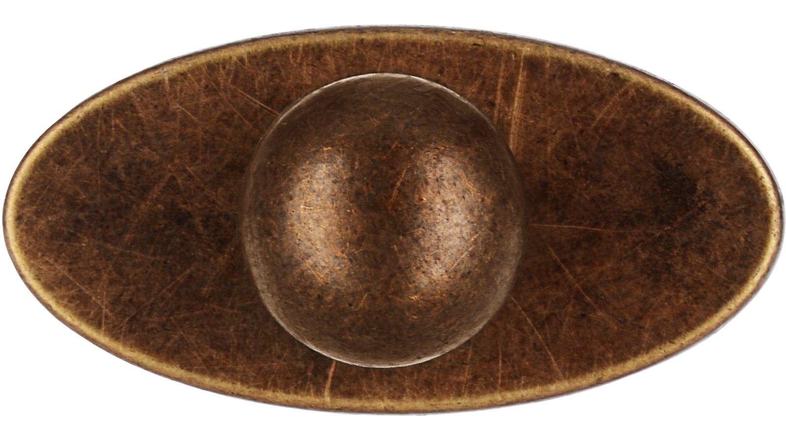 Moebelknopf-Bad-Koenig-brueniert-messing-Messing-Zinkdruckguss-laenge-30-701116-front Knopf Bad-König Druckguss altmessingfarbig brüniert getrommelt - 30 mm lang vor weißem Hintergrund