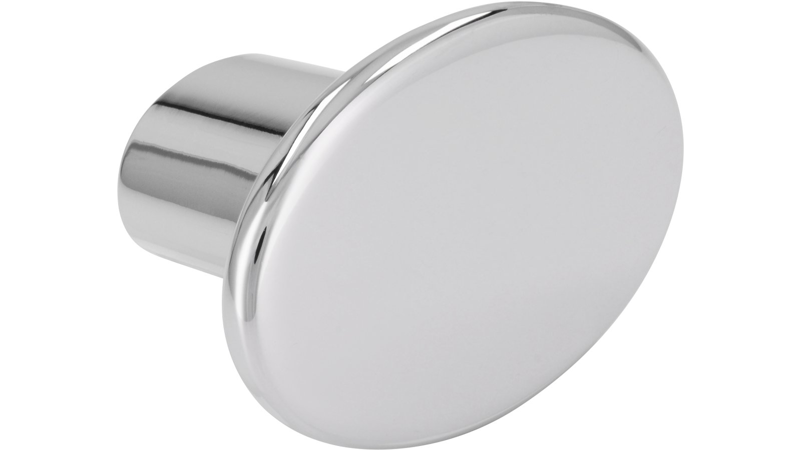 Knopf Bad-Kreuznach Druckguss chrom glänzend - 37 mm lang  vor weißem Hintergrund