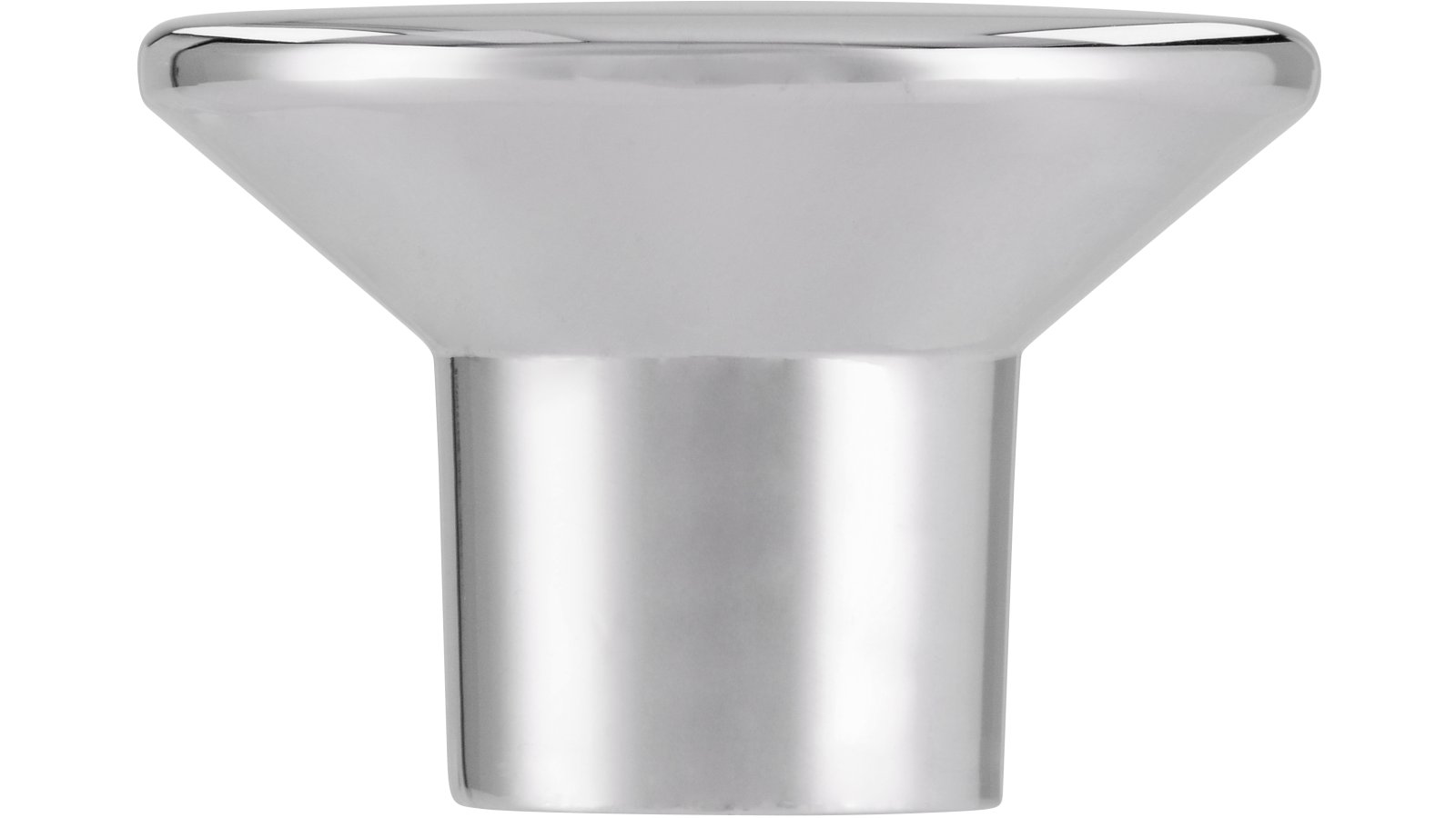 Knopf Bad-Kreuznach Druckguss chrom glänzend - 37 mm lang  vor weißem Hintergrund