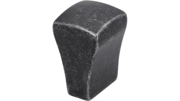 Knopf Bad-Mergentheim Druckguss eisenfarbig getrommelt matt - 16 mm lang vor weißem Hintergrund
