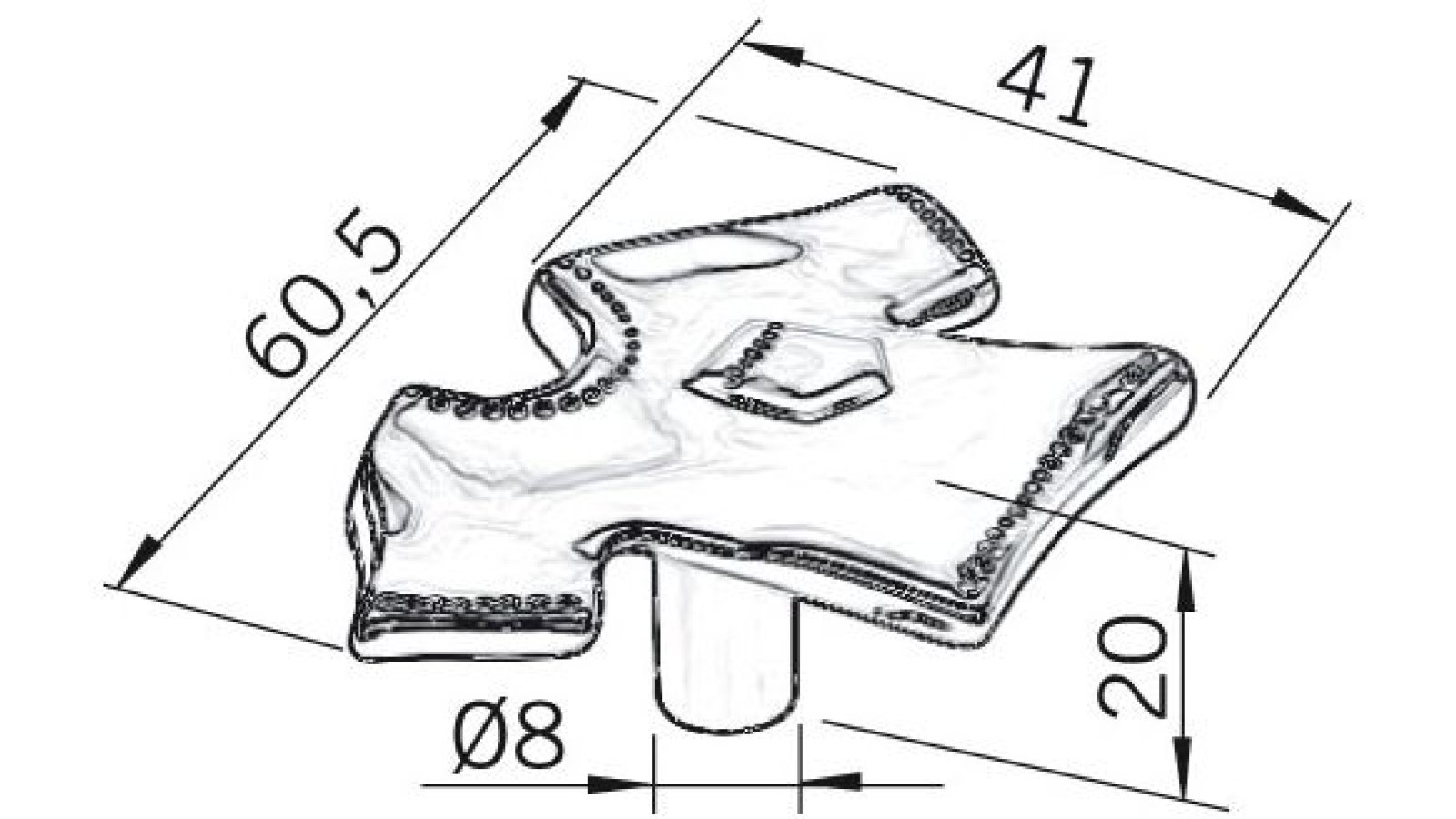 Moebelknopf-Bad-Saulgau-chrom-Zinkdruckguss-Zinkdruckguss-laenge-41-669006-technische-zeichnung Knopf Bad-Saulgau Zinkdruckguß - chrom glänzend - 41 mm lang vor weißem Hintergrund