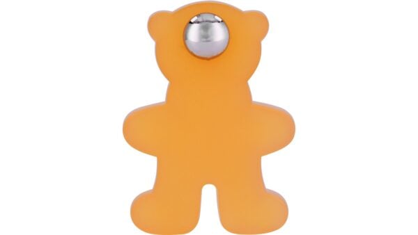 Knopf Bargteheide Kunststoff - Metallfuß glaseffekt lachs matt poliert verchromt - 48 mm lang  vor weißem Hintergrund