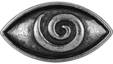 Knopf Baunatal Druckguss altsilberfarbig - 64 mm lang  vor weißem Hintergrund