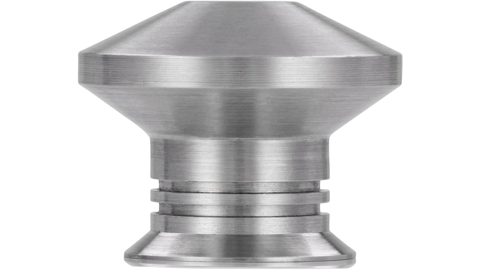 Knopf Bautzen Edelstahl fein geschliffen - 30 mm lang  vor weißem Hintergrund