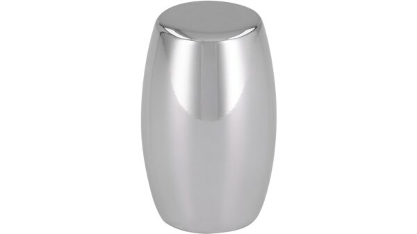 Knopf Bensheim Druckguss chrom glänzend - 16 mm lang  vor weißem Hintergrund