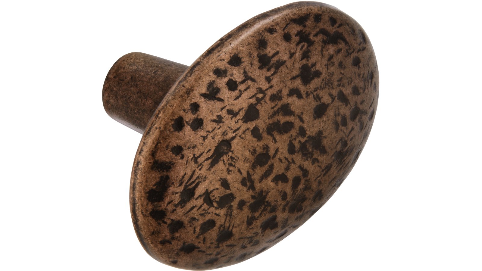 Moebelknopf-Bergneustadt-brueniert-messing-Messing-Zinkdruckguss-laenge-42-614326-seitlich Knopf Bergneustadt Druckguss altmessingfarbig brüniert getrommelt - 42 mm lang vor weißem Hintergrund