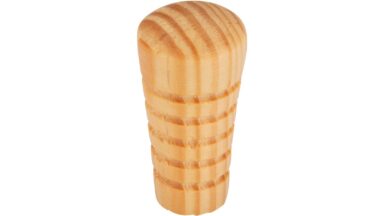 Knopf Bestwig Holz kiefer natur lackiert - 20 mm lang  vor weißem Hintergrund