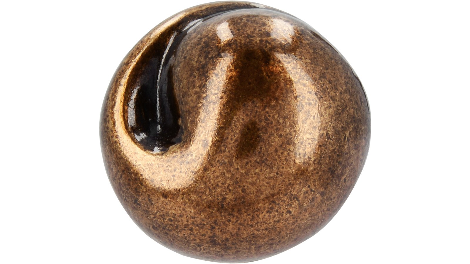 Knopf Boppard Zinkdruckguß - altmessingfarbig brüniert getrommelt - 19 mm lang  vor weißem Hintergrund