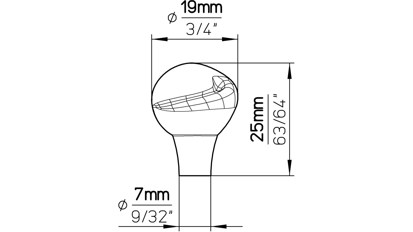 Knopf Boppard Zinkdruckguß - altmessingfarbig brüniert getrommelt - 19 mm lang  vor weißem Hintergrund