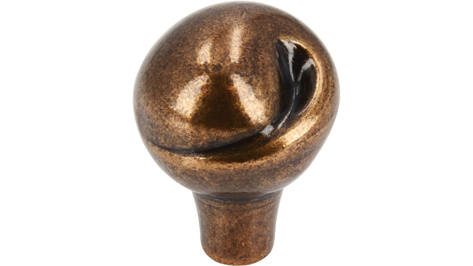 Knopf Boppard Zinkdruckguß - altmessingfarbig brüniert getrommelt - 19 mm lang  vor weißem Hintergrund