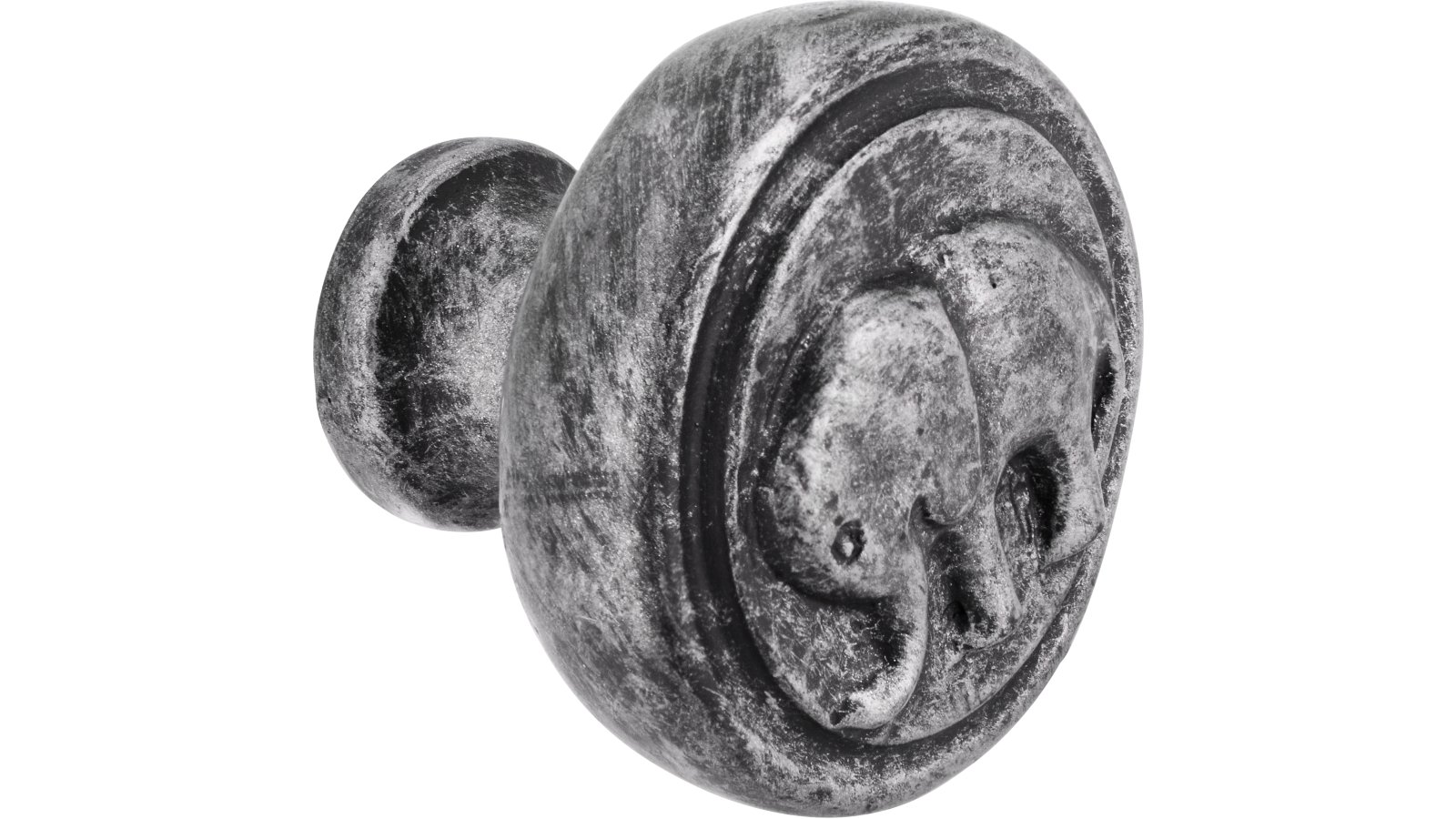 Knopf Borchen Kunststoff altsilberfarbig - 47 mm lang  vor weißem Hintergrund