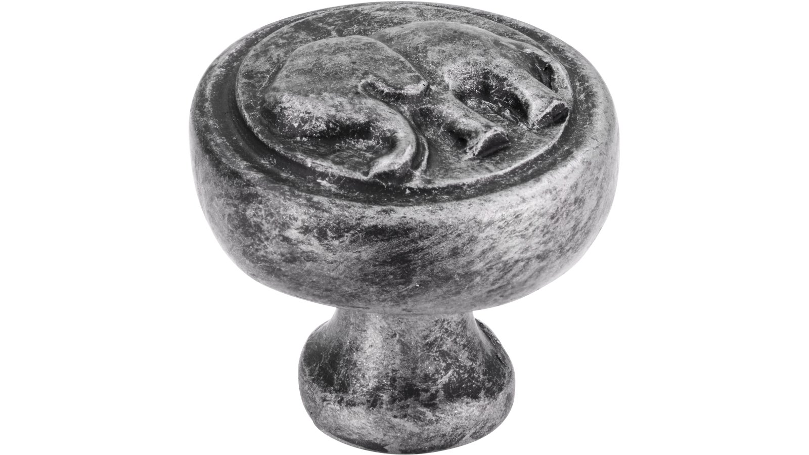 Knopf Borchen Kunststoff altsilberfarbig - 47 mm lang  vor weißem Hintergrund