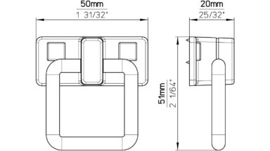 Knopf Braunsbedra Druckguss schwarz matt pulverbeschichtet - 51 mm lang  vor weißem Hintergrund