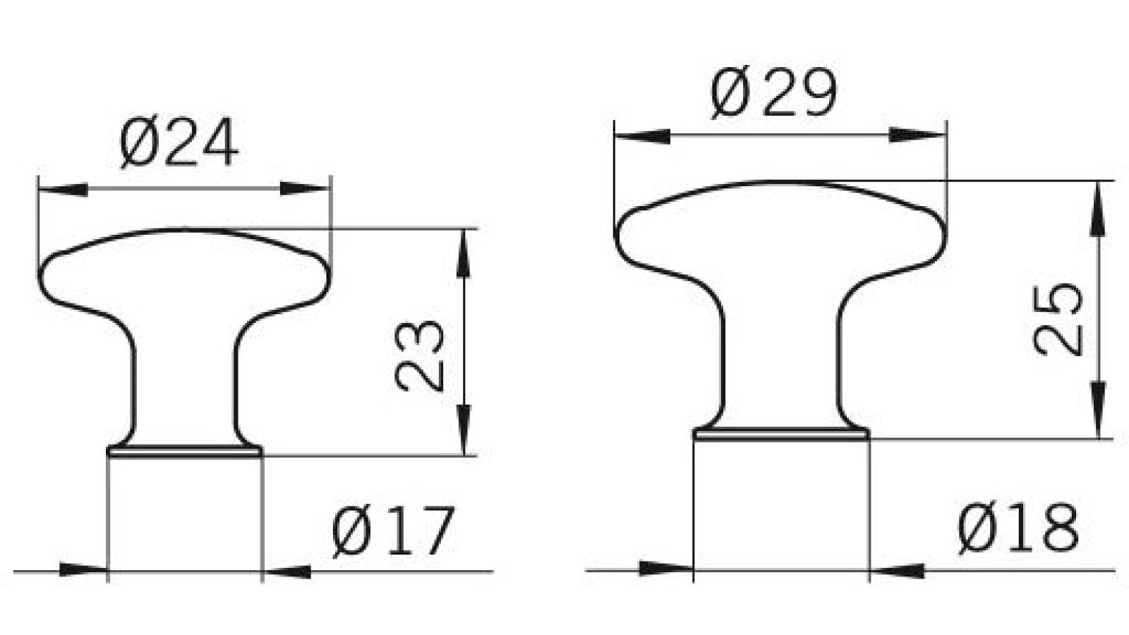 Knopf Cottbus Messing poliert - 24 mm lang  vor weißem Hintergrund