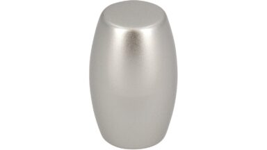 Knopf Cuxhaven Kunststoff nickel - 16 mm lang vor weißem Hintergrund