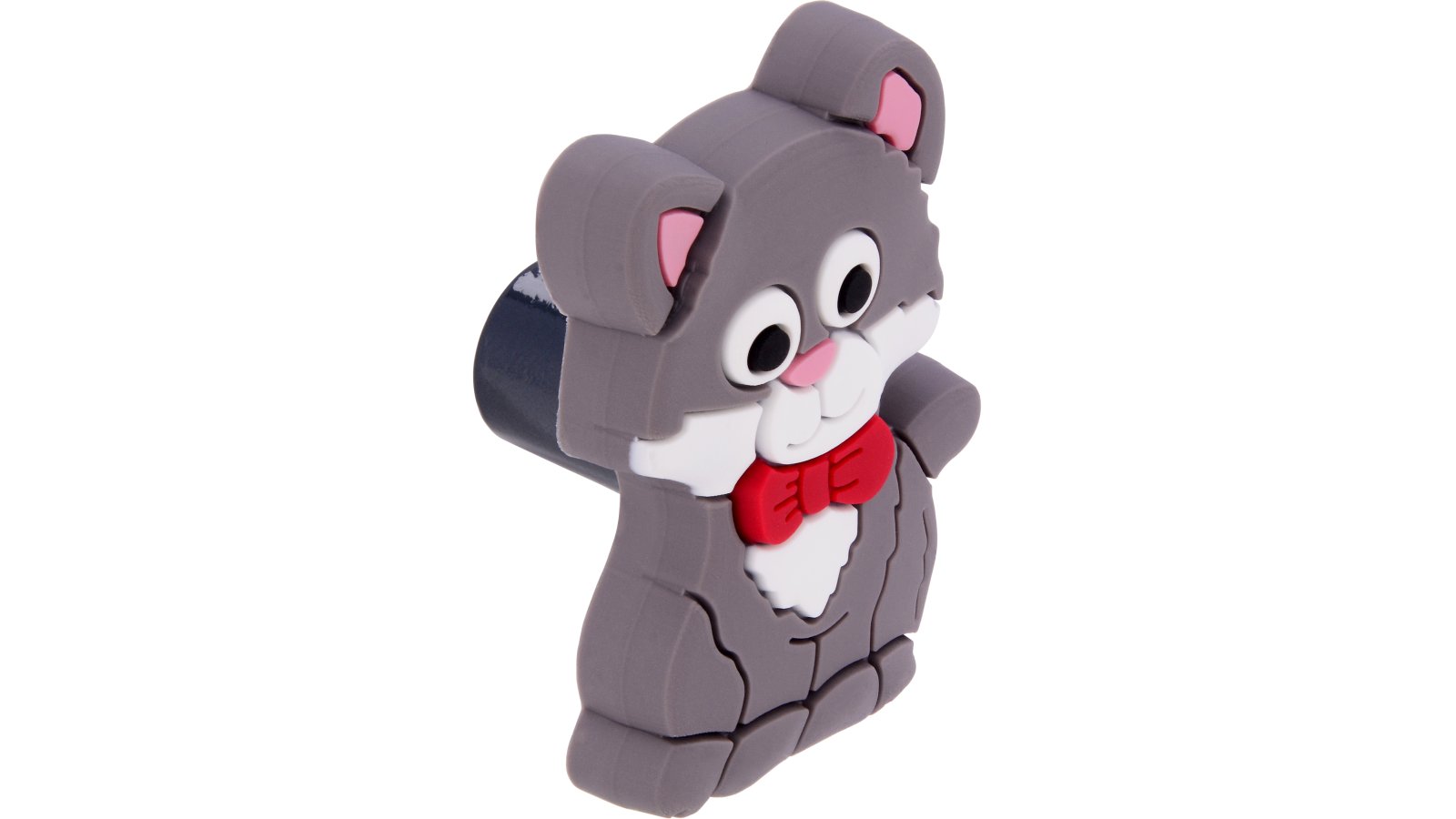 Knopf Demmin Softmaterial - Metallfuß grau - 50 mm lang  vor weißem Hintergrund