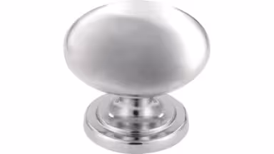 Knopf Donaueschingen Druckguss chrom glänzend - 32 mm lang vor weißem Hintergrund