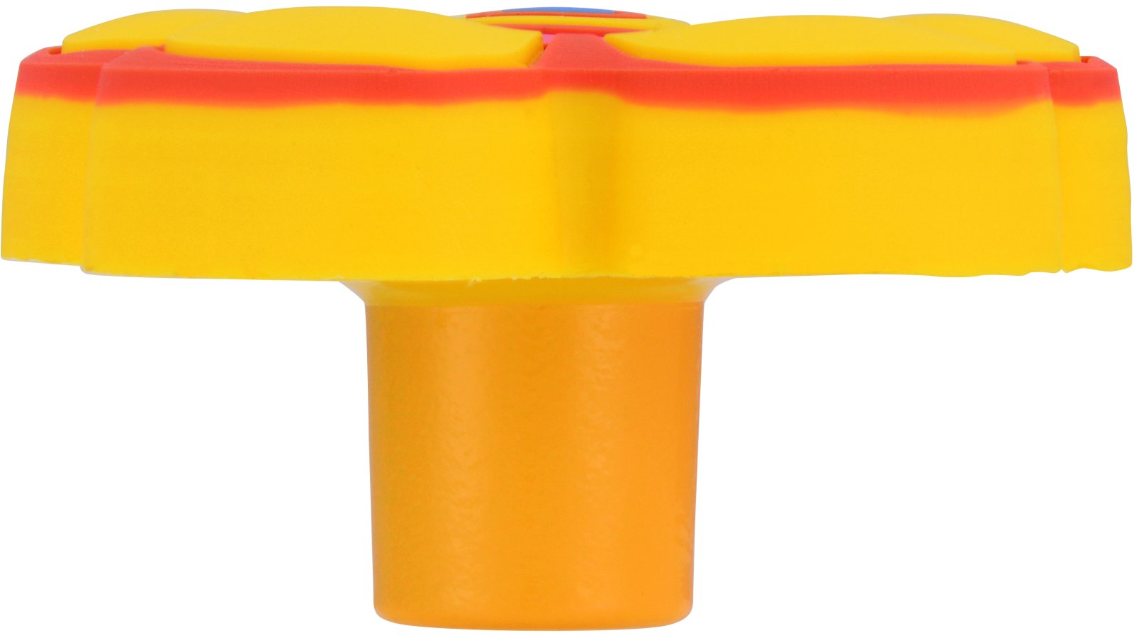 Moebelknopf-Dorfen-orange-gelb-Softmaterial-laenge-44-668380-stehend Knopf Dorfen Softmaterial - Metallfuß gelb-orange - 44 mm lang vor weißem Hintergrund