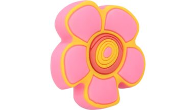 Knopf Dorfen Softmaterial - Metallfuß rosa - 44 mm lang vor weißem Hintergrund