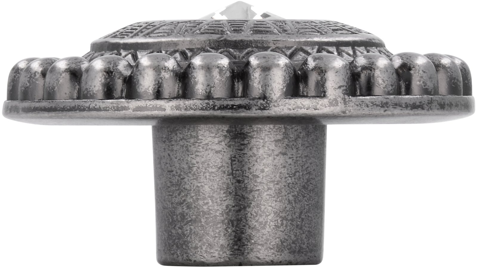 Moebelknopf-Eltville-zinnfarbig-Kunststoff-Zinkdruckguss-laenge-54-699410-stehend Knopf Eltville Druckguss - Kunststoff zinnfarbig kristall - 54 mm lang vor weißem Hintergrund