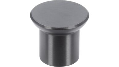 Knopf Enger Edelstahl schwarz geschliffen - 25 mm lang vor weißem Hintergrund
