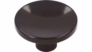 Knopf Essen Kunststoff schwarz-braun - 40 mm lang vor weißem Hintergrund