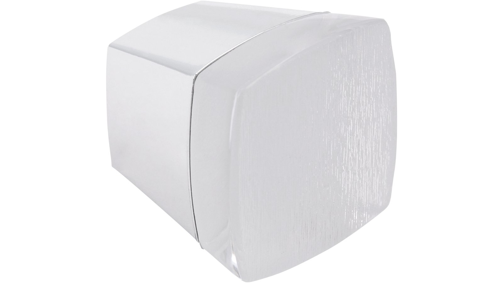 Knopf Felsberg Kunststoff metallisiert chrom glänzend glaseffekt transparent klar - 24 mm lang  vor weißem Hintergrund