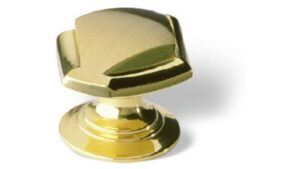 Knopf Friedrichshafen Messing massiv - messing poliert - 34 mm lang vor weißem Hintergrund