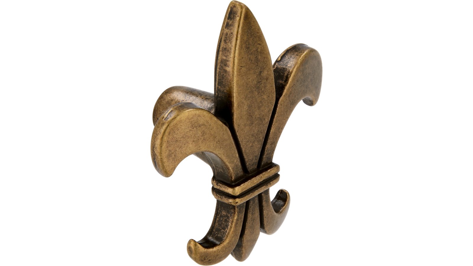 Moebelknopf-Fuerstenfeldbruck-brueniert-messing-Messing-Zinkdruckguss-laenge-48-427386-seitlich Knopf Fürstenfeldbruck Druckguss altmessingfarbig brüniert getrommelt - 48 mm lang vor weißem Hintergrund