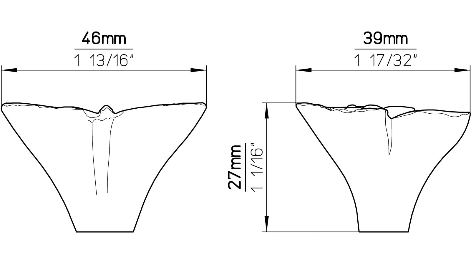 Moebelknopf-Fuessen-bunt-Kunststoff-laenge-38-597488-technische-zeichnung Knopf Füssen Kunststoff bunt - 38 mm lang vor weißem Hintergrund