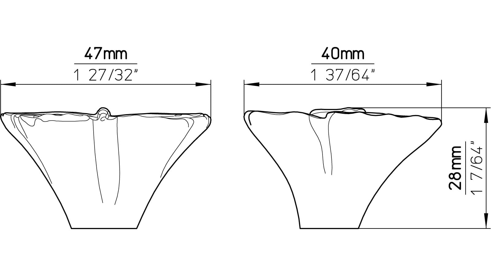 Moebelknopf-Fuessen-bunt-Kunststoff-laenge-40-597550-technische-zeichnung Knopf Füssen Kunststoff bunt - 40 mm lang vor weißem Hintergrund