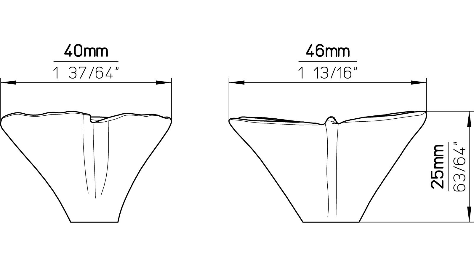 Moebelknopf-Fuessen-bunt-Kunststoff-laenge-40-598096-technische-zeichnung Knopf Füssen Kunststoff bunt - 40 mm lang vor weißem Hintergrund