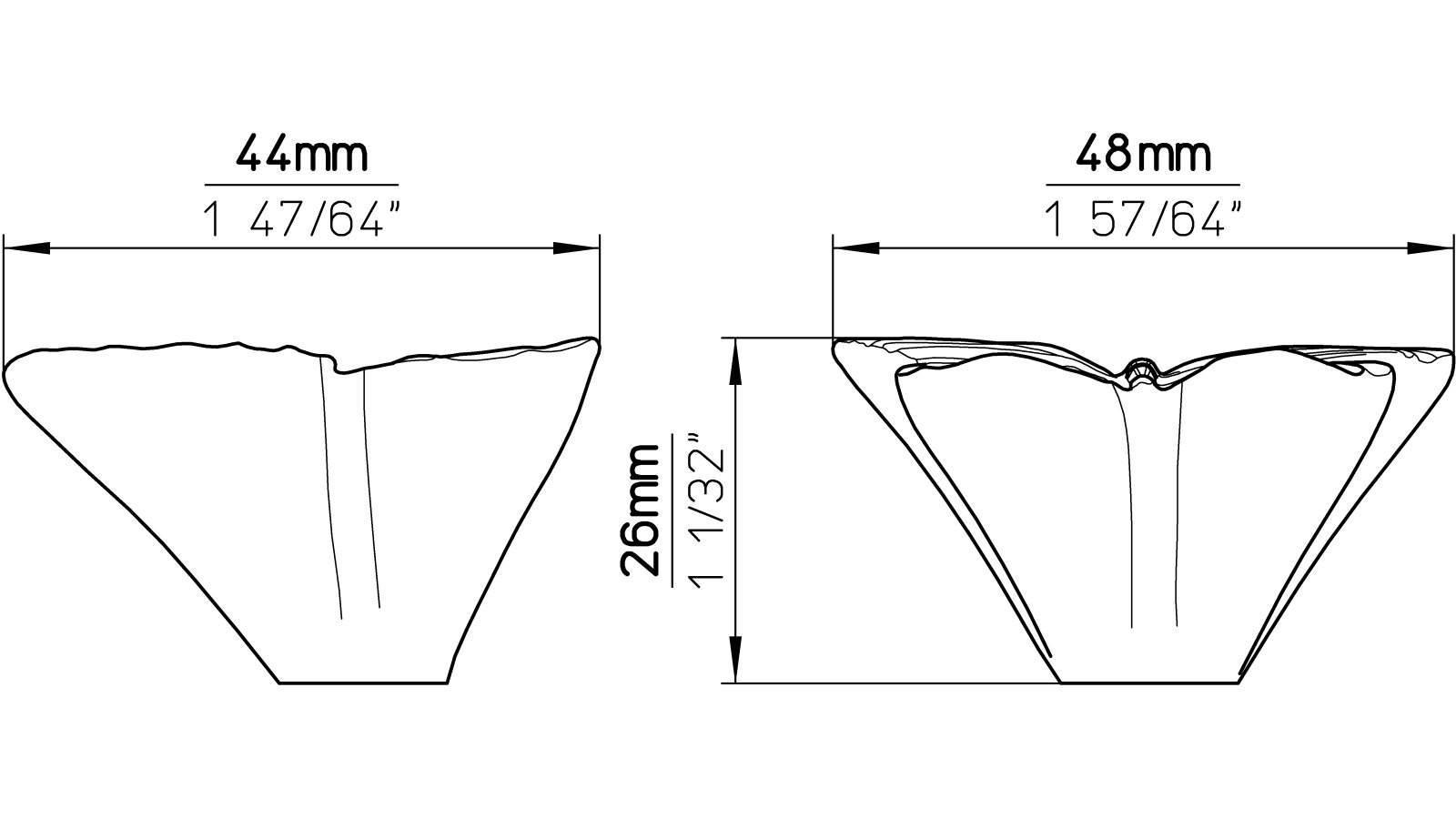 Moebelknopf-Fuessen-bunt-Kunststoff-laenge-44-597564-technische-zeichnung Knopf Füssen Kunststoff bunt - 44 mm lang vor weißem Hintergrund