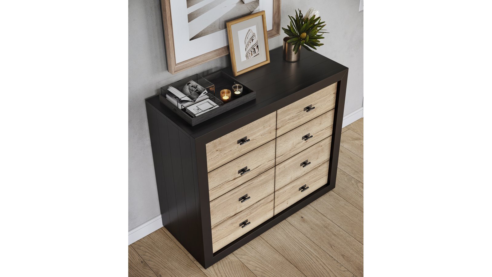 Knopf Gaimersheim Druckguss - Aluminium schwarz matt pulverbeschichtet - 72 mm lang  vor weißem Hintergrund