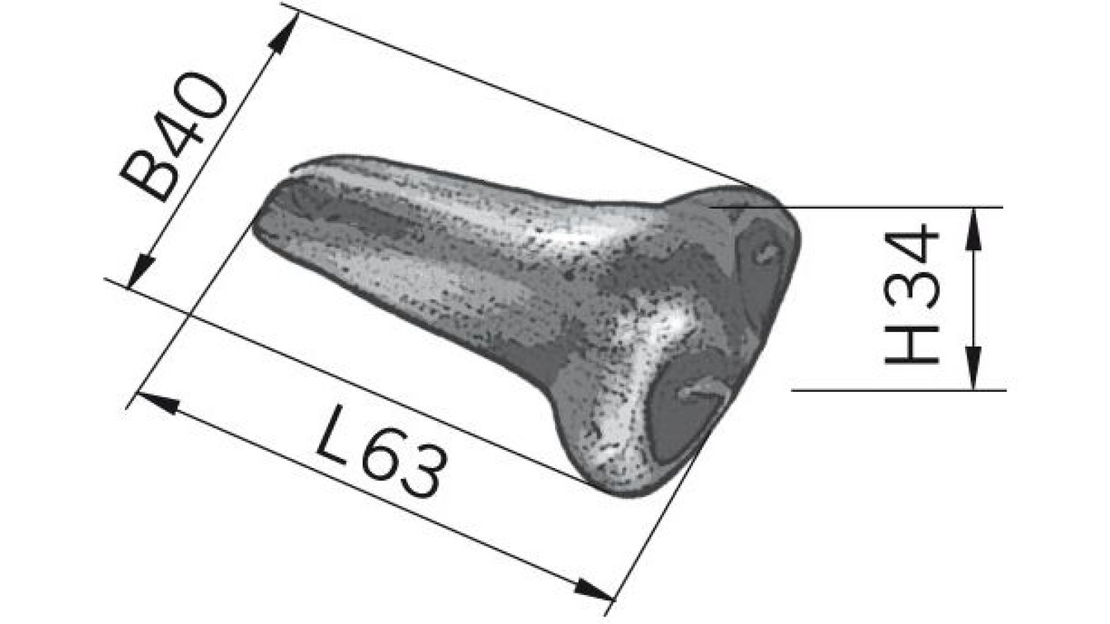 Knopf Geeste Keramik weiß - 64 mm lang  vor weißem Hintergrund