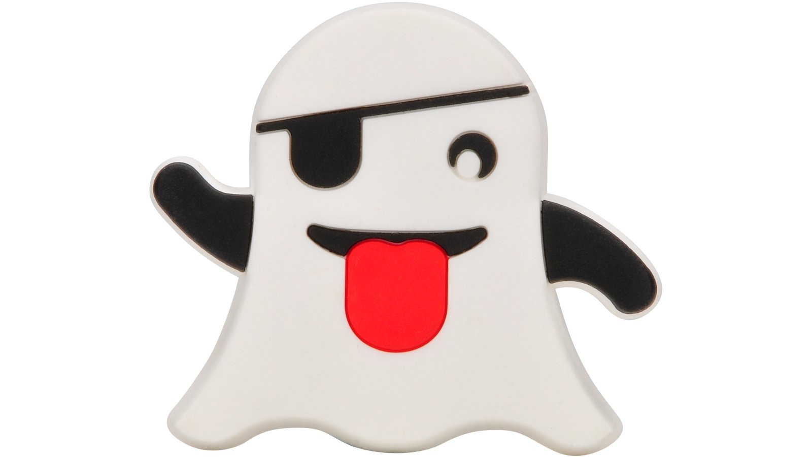 Knopf Geist Softmaterial - Metallfuß weiß-rot - 63 mm lang  vor weißem Hintergrund