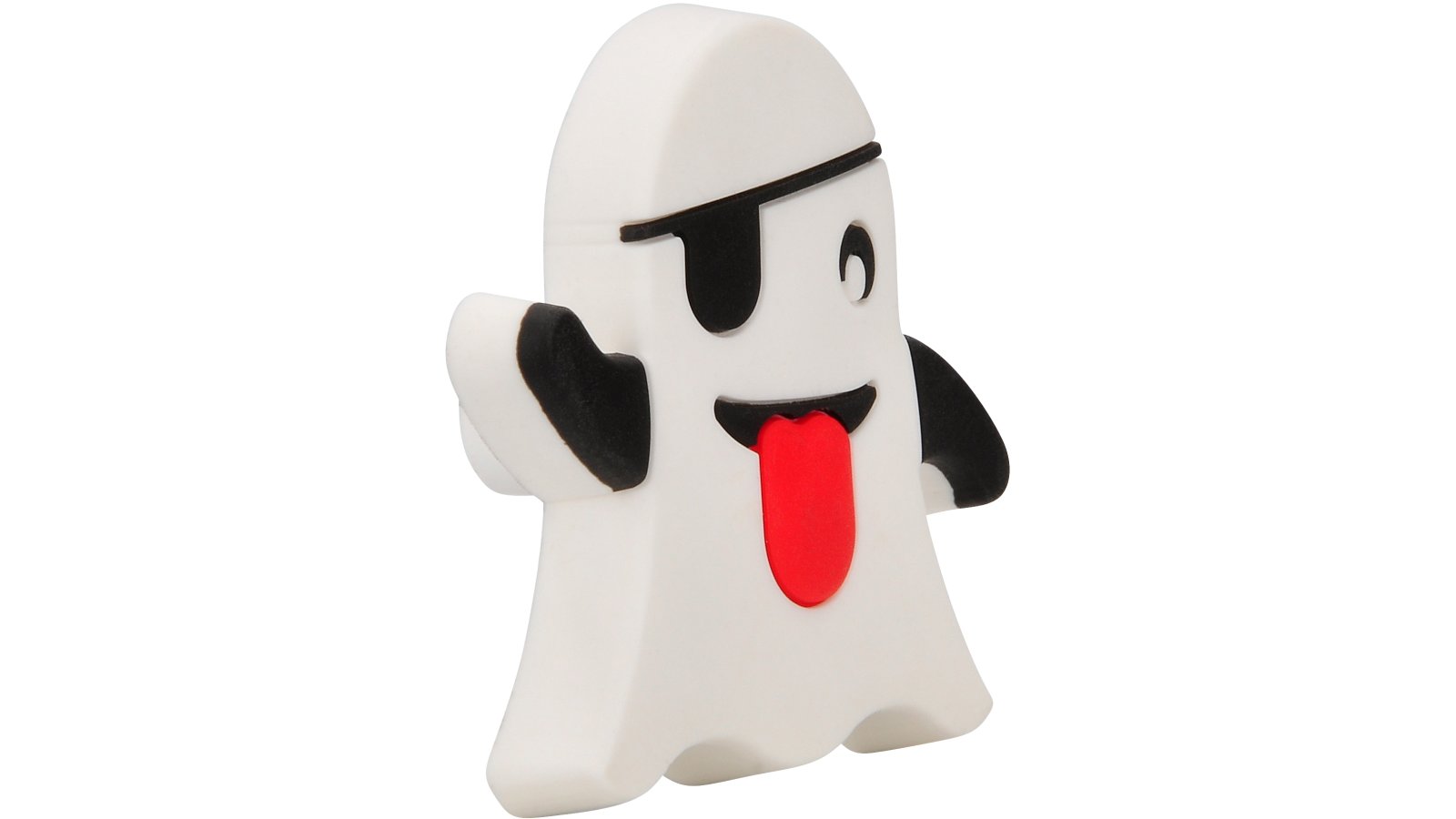 Knopf Geist Softmaterial - Metallfuß weiß-rot - 63 mm lang  vor weißem Hintergrund