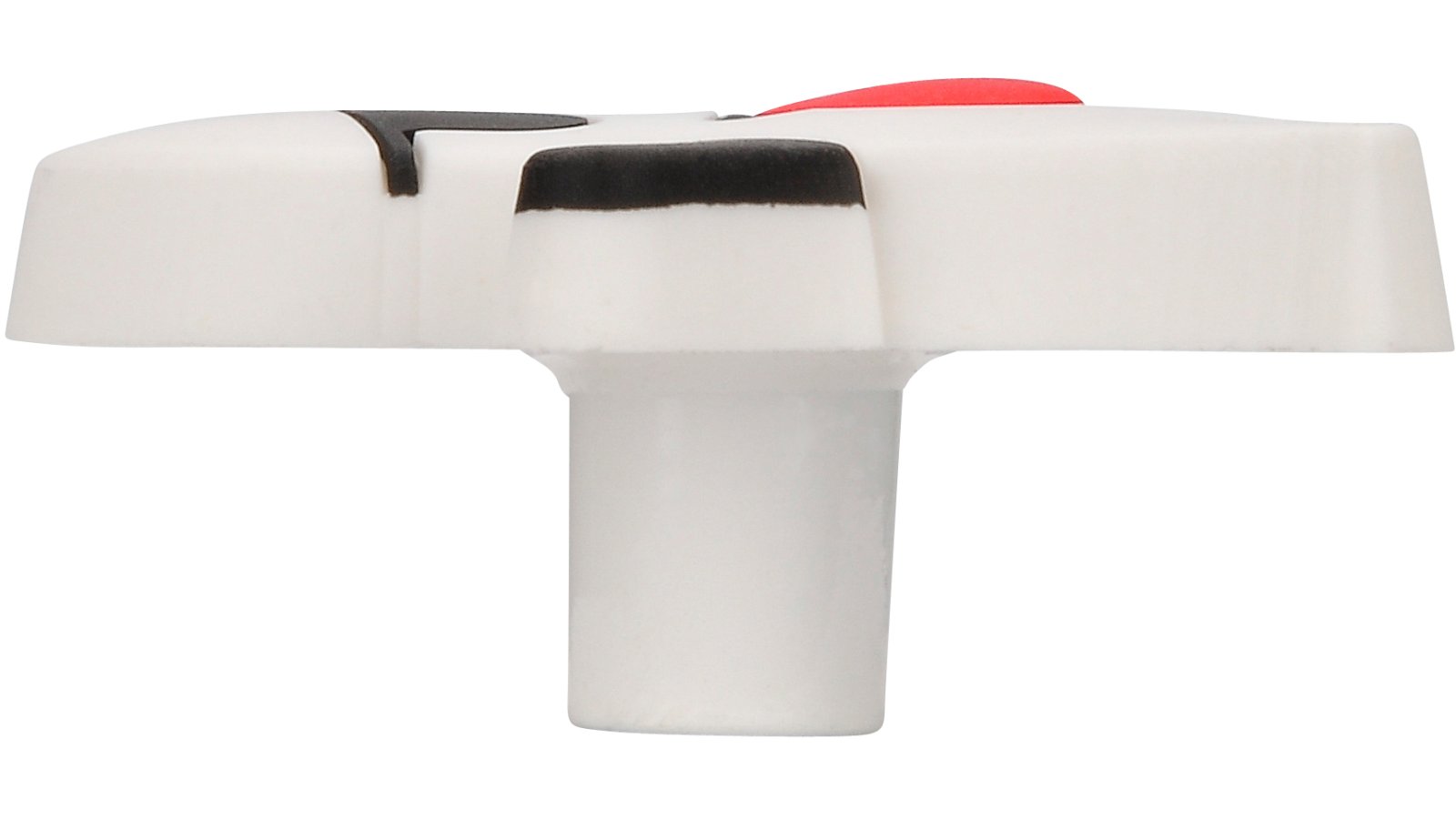 Knopf Geist Softmaterial - Metallfuß weiß-rot - 63 mm lang  vor weißem Hintergrund