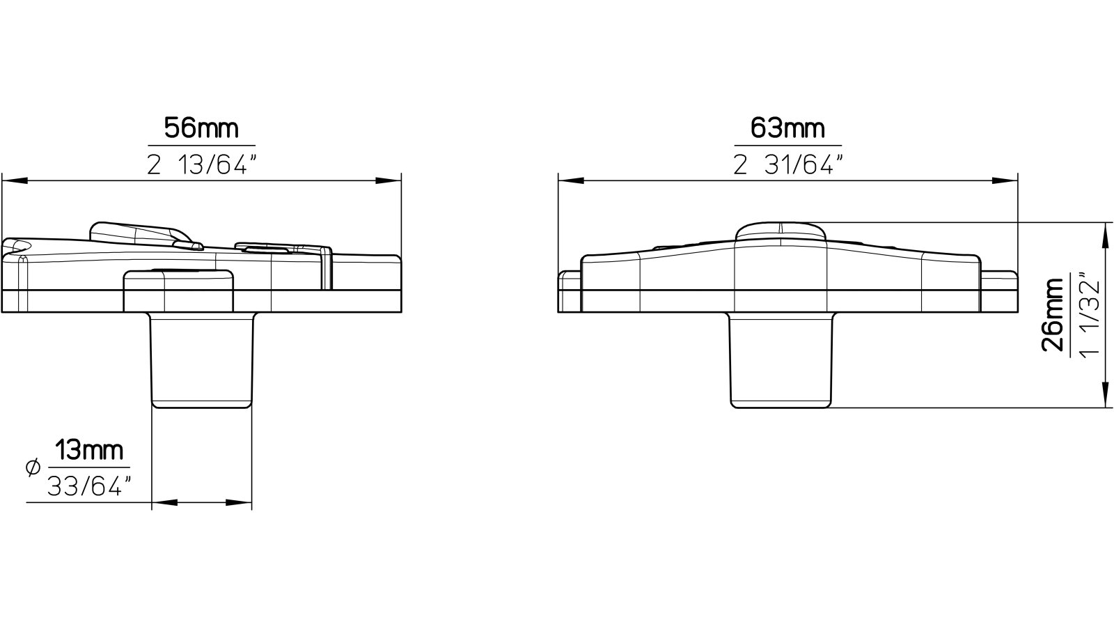 Knopf Geist Softmaterial - Metallfuß weiß-rot - 63 mm lang  vor weißem Hintergrund
