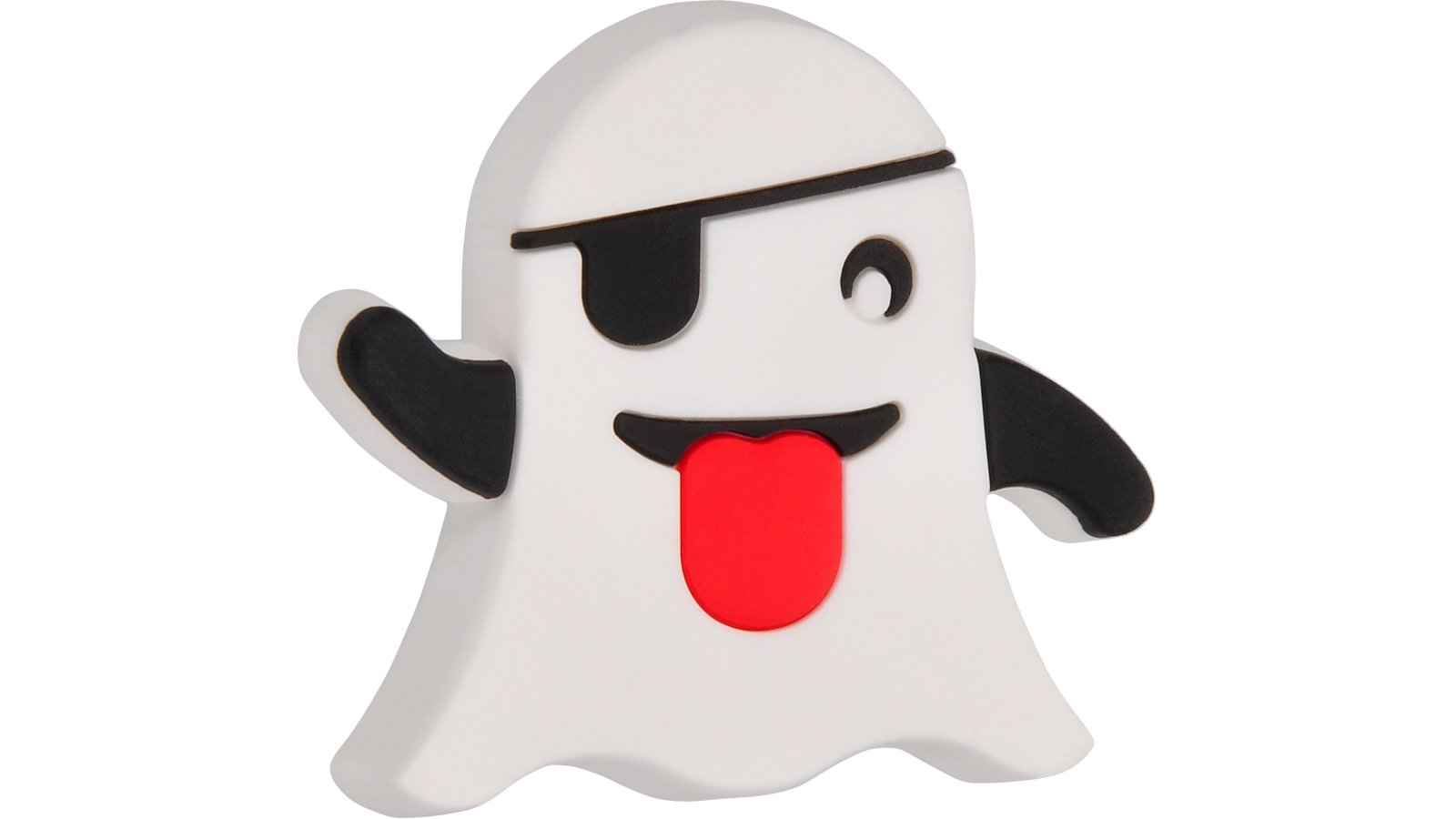 Knopf Geist Softmaterial - Metallfuß weiß-rot - 63 mm lang  vor weißem Hintergrund