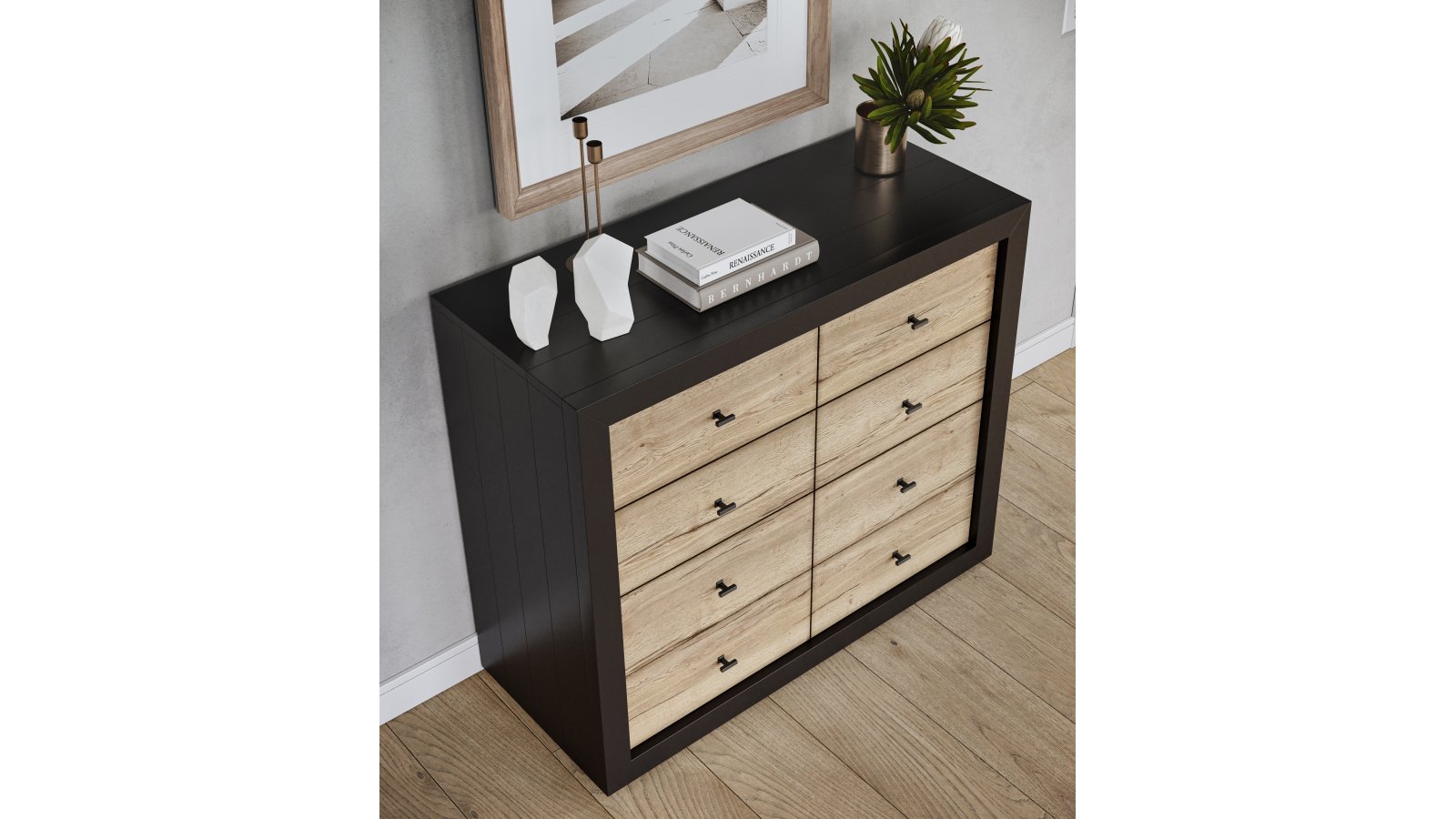 Knopf Glienicke Druckguss schwarz matt pulverbeschichtet - 46 mm lang  vor weißem Hintergrund