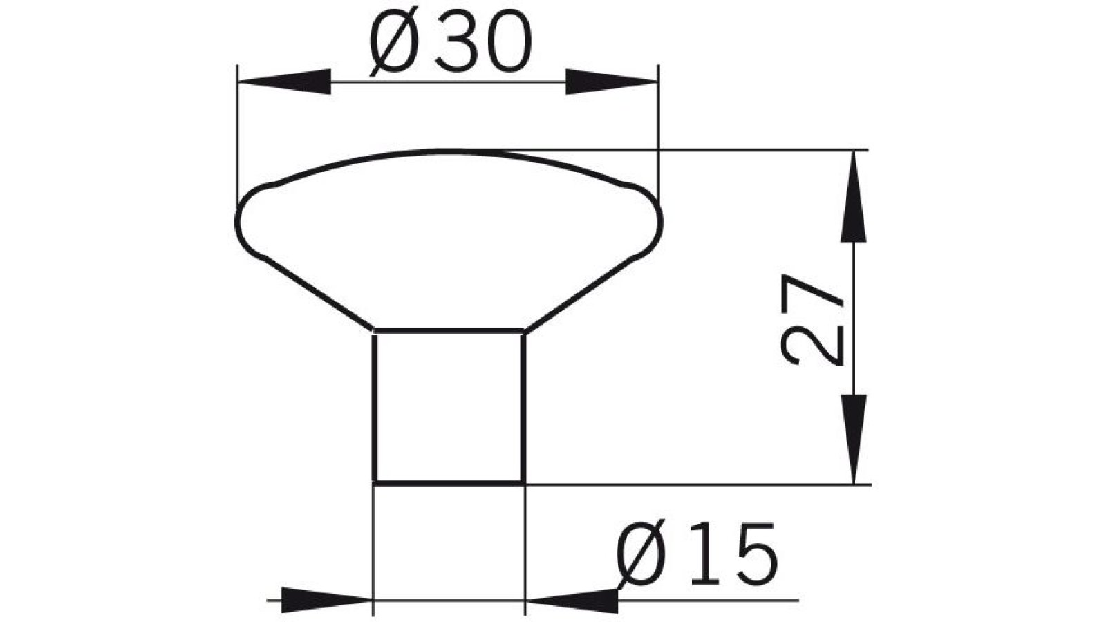 Knopf Görlitz Kunststoff Vollmaterial - nickel, Kunststoff metallisiert - nickel - 30 mm lang  vor weißem Hintergrund