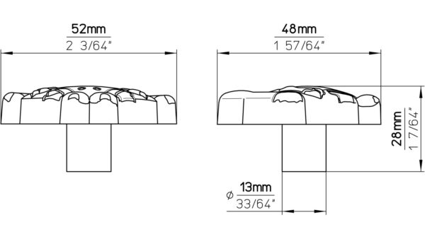 Knopf Großefehn Softmaterial - Metallfuß grün - 50 mm lang  vor weißem Hintergrund