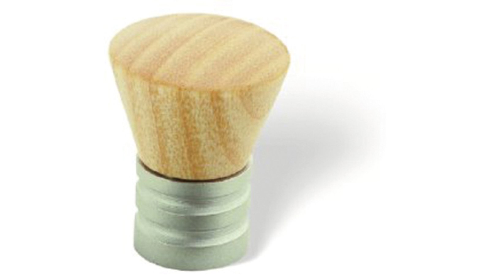 Knopf Hagenow Holz - esche natur lackiert, Zinkdruckguß - chrom matt - 20 mm lang  vor weißem Hintergrund