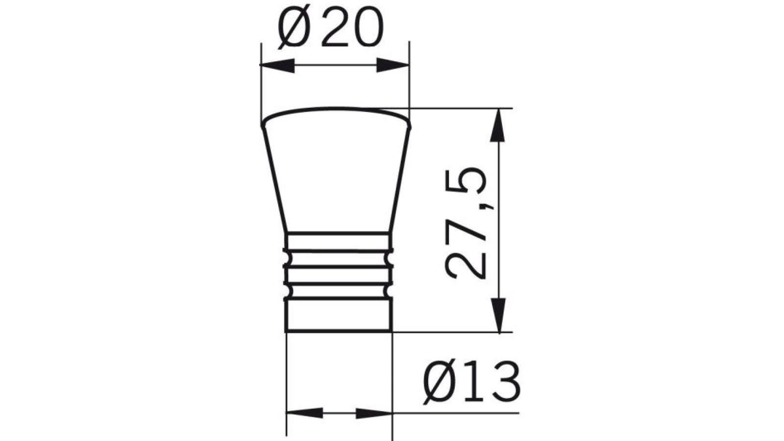 Moebelknopf-Hagenow-nickel-buche-Holz-Holz-Zinkdruckguss-laenge-20-542594-technische-zeichnung Knopf Hagenow Holz - Druckguss buche roh matt vernickelt - 20 mm lang vor weißem Hintergrund