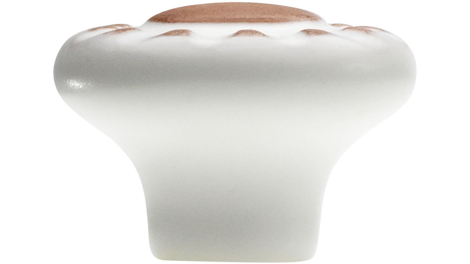 Knopf Haigerloch Terrakotta weiß-braun - 37 mm lang  vor weißem Hintergrund