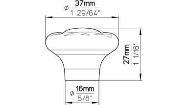 Knopf Haigerloch Terrakotta weiß-braun - 37 mm lang  vor weißem Hintergrund
