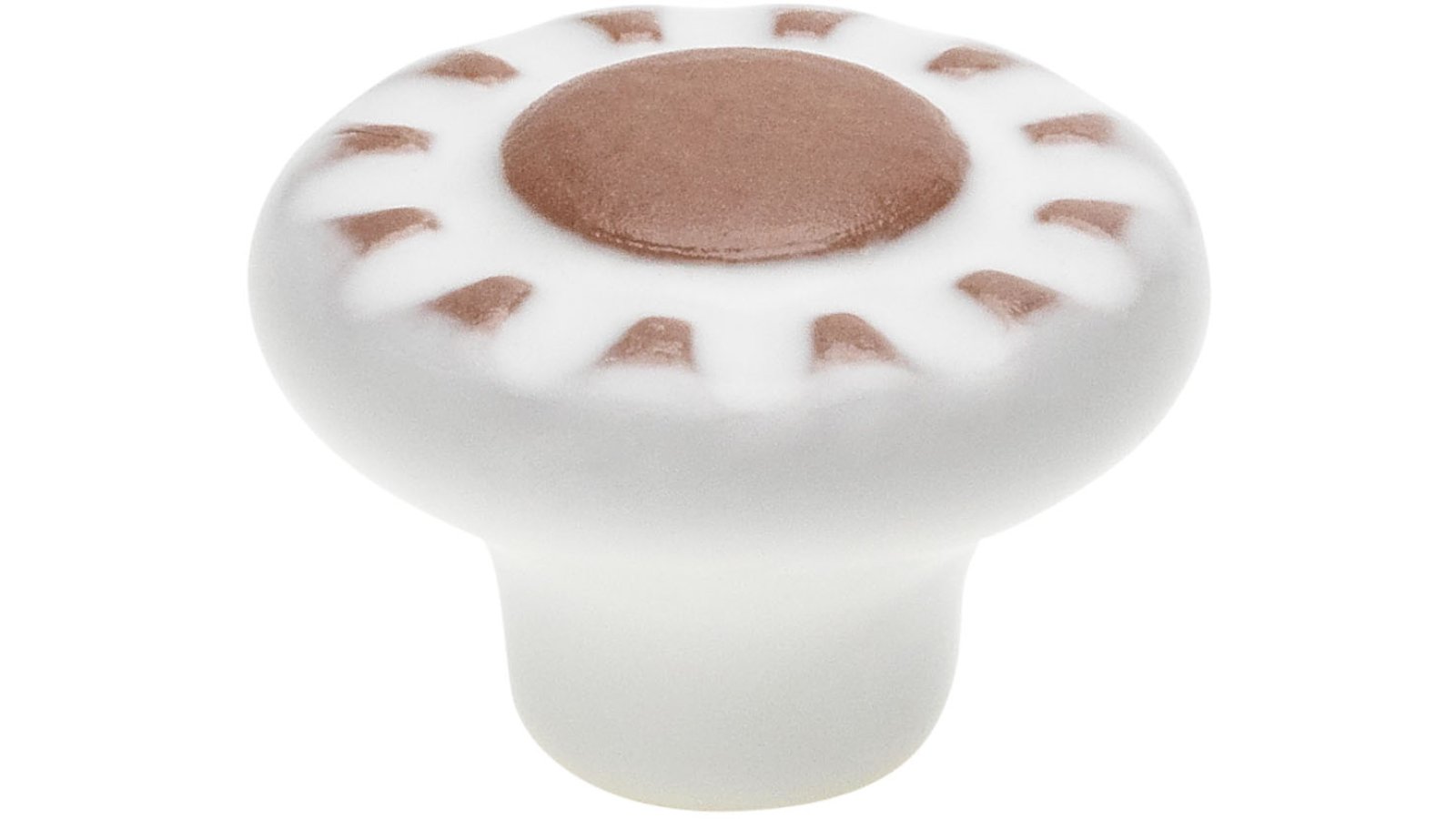 Knopf Haigerloch Terrakotta weiß-braun - 37 mm lang  vor weißem Hintergrund